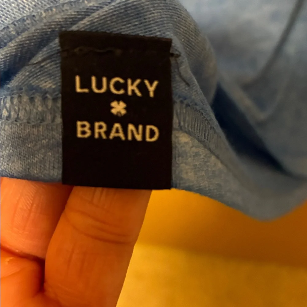 NWT Lucky Brand Mens Heather Blue Venice Burnout Notch Neck Long Sleeve Size S - Picture 13 of 13